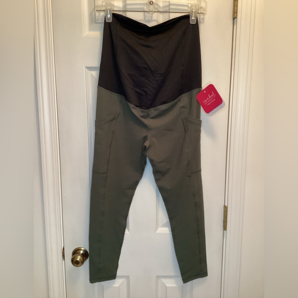 Isabel Maternity Active Legging w/ Crossover Panel Brand New w/ Tag Medium Olive